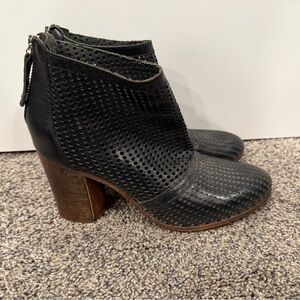 MOMA Black Perforated Leather Ankle Boots size 36.5 EUC